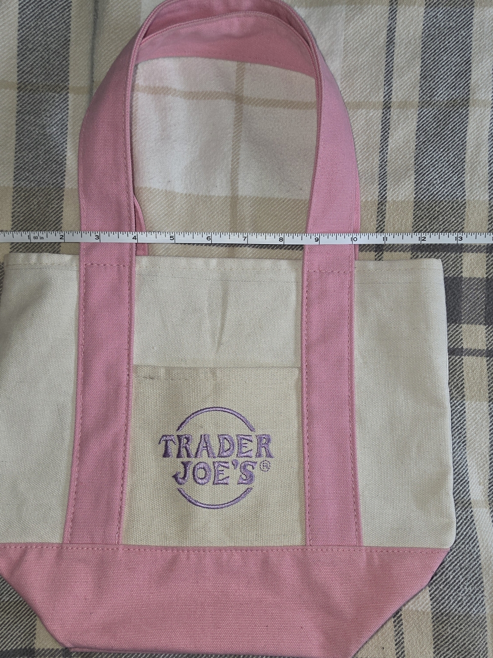 Trader Joe's Pink-Trim Canvas Tote Bag